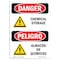 Signmission OSHA Danger Sign, 10" Height, Rigid Plastic, Chemical Storage Bilingual Spanish, VS-1060 OS-DS-P-710-VS-1060 - alternate 1